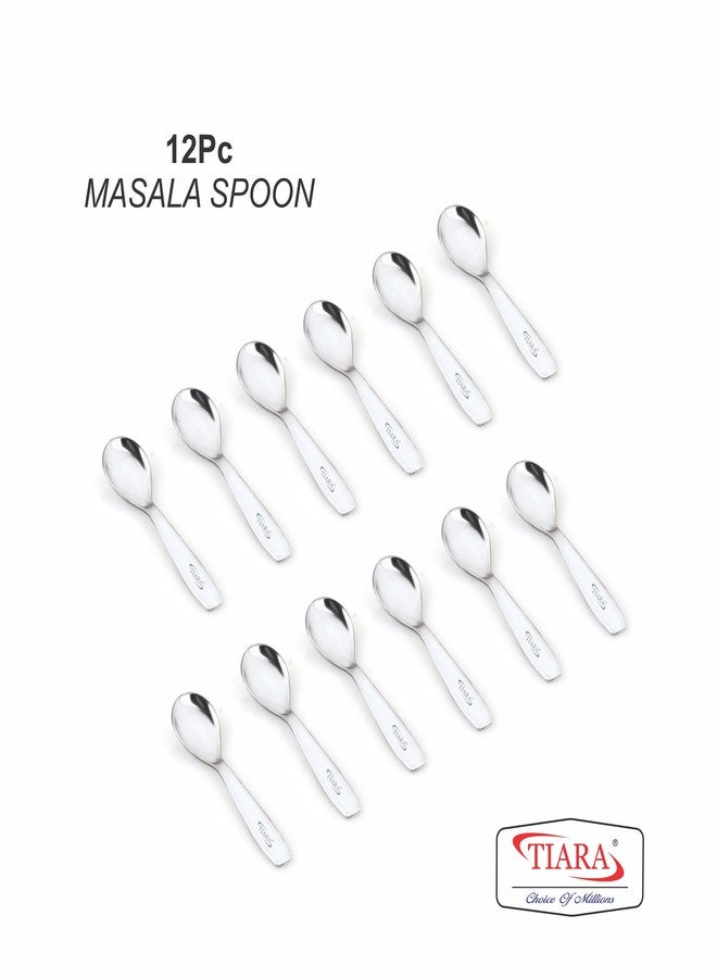 TIARA 12Pc Masala Spoon Heavy Guage Stainless Steel Small Spoon Mini Spoon for Masala Containers Spoon Set for Home/Kitchen Length 8cm (12Pc) - Image 2